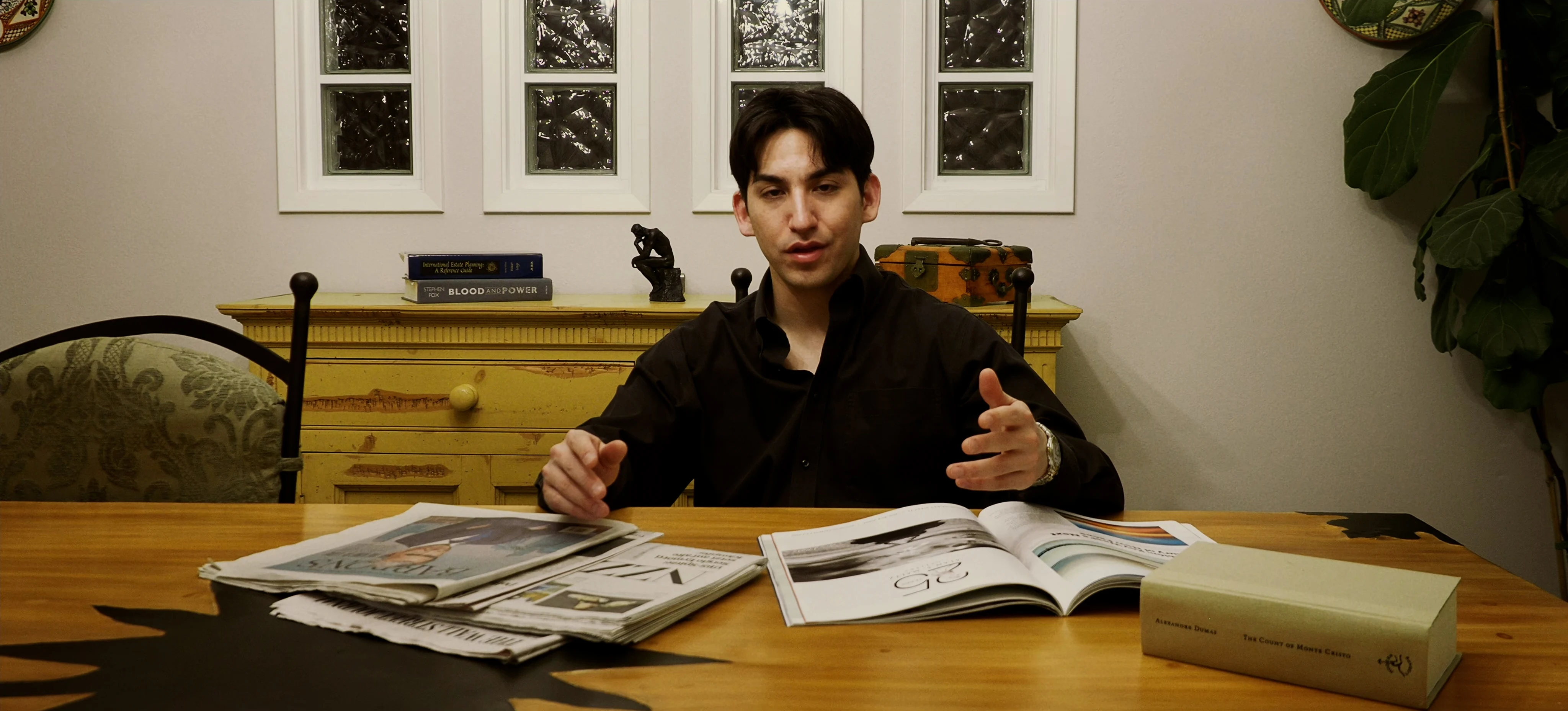 Ian Bloom as The Star in Star Vehicle in a late-film interior scene with direct gaze